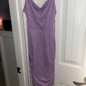 Lucy in the Sky Purple Ruched Slip Dress